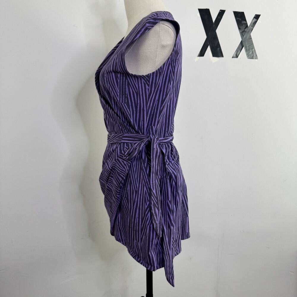 NWT Y2K Purple Zebra Print Romper Wrap Skort Mini Dress One Piece Going Out M - Picture 4 of 6